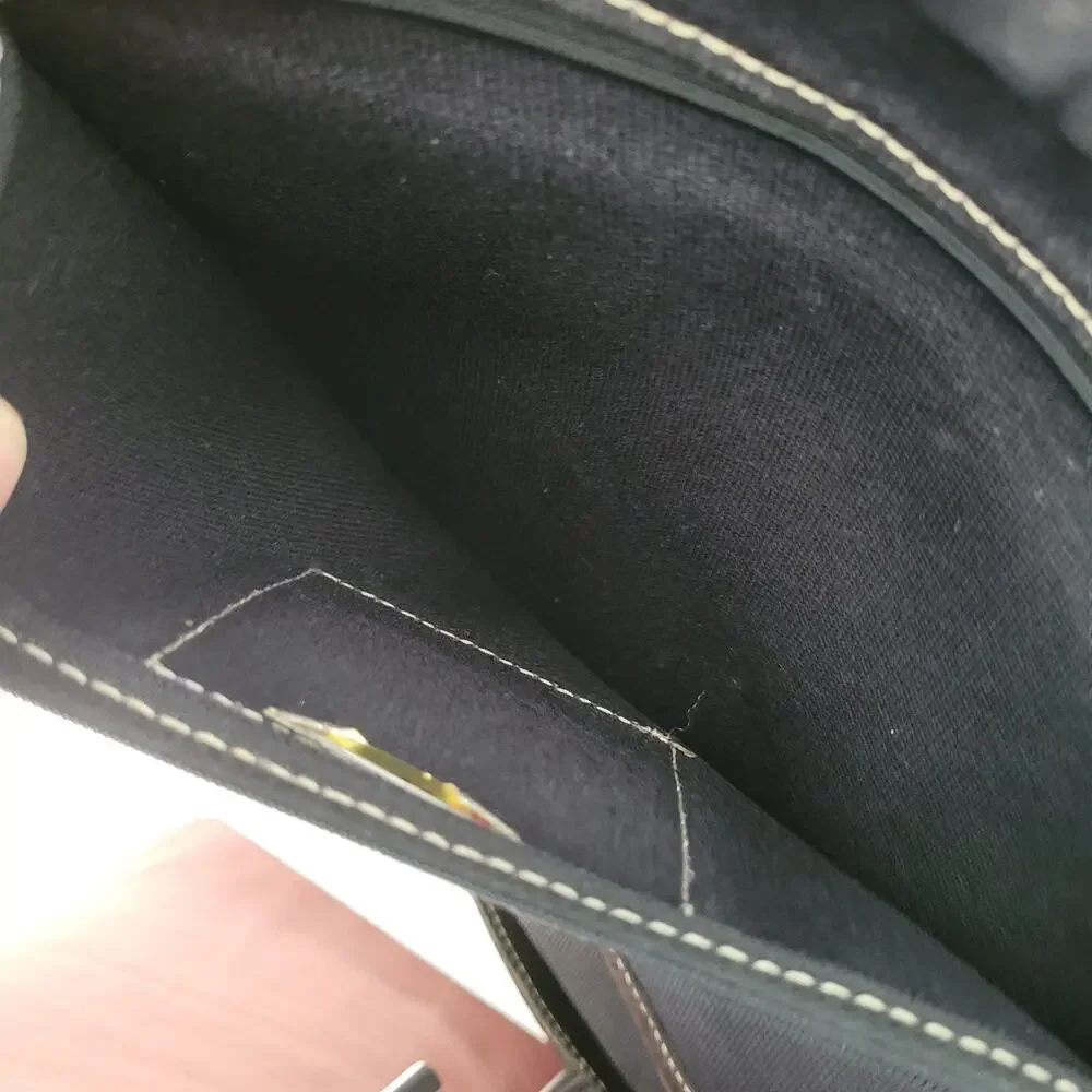 Coach Shoulder Bag, Canvas Denim Leather Black 8113 Rustic Flap‎ Medium Saddle